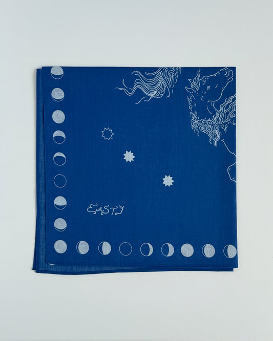 Fire Horse Cotton Bandana - Indigo