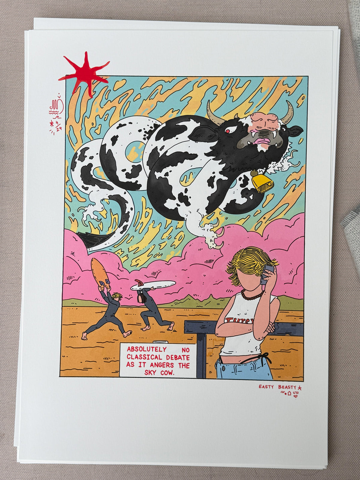 Faulty Print - Edge Fold - Sky Cow