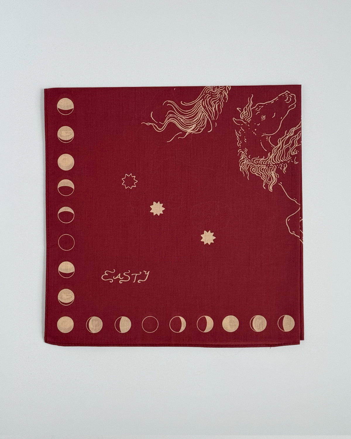 Fire Horse Cotton Bandana - Burgundy